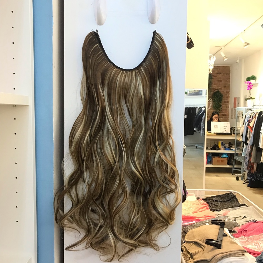 Fish line band halo hair extension